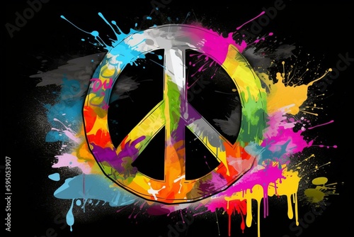 Fotomurale Graffiti Peace and Love symbol pop art illustration