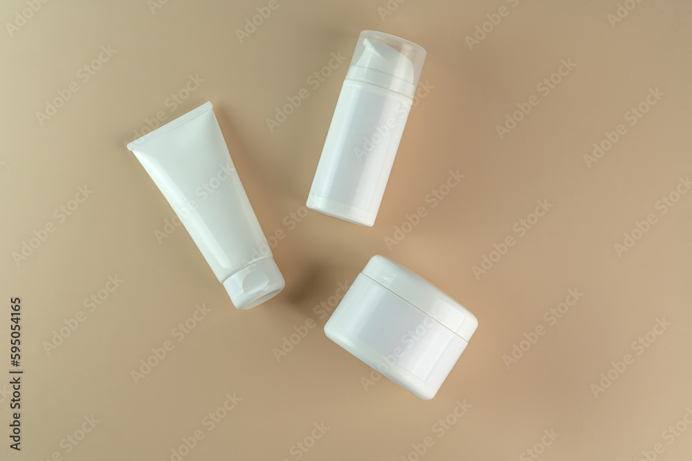 Beauty product white cream mockup. Wellness packaging. Branding spa. Cream bottle, lotion, mousse, cleanser, shampoo for skincare routine. Copy space Beauty product white cream mockup. Wellness packaging. Branding spa. Cream bottle, lotion, mousse, cleanser, shampoo for skincare routine. Copy space