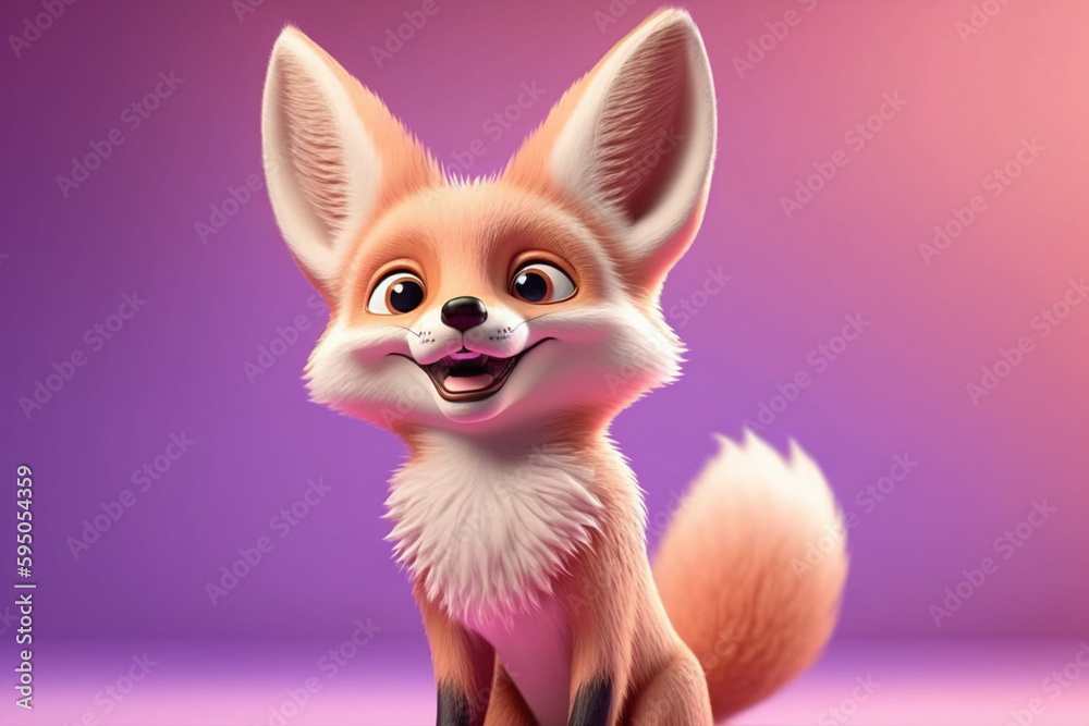 portrait of fox with pink background made with generative ai portrait of fox with pink background made with generative ai