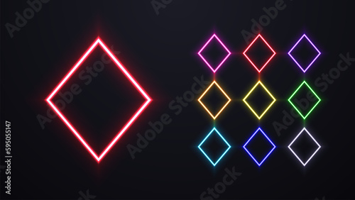 A set of color icons of the suit of diamonds. An emblem for a casino or poker game.