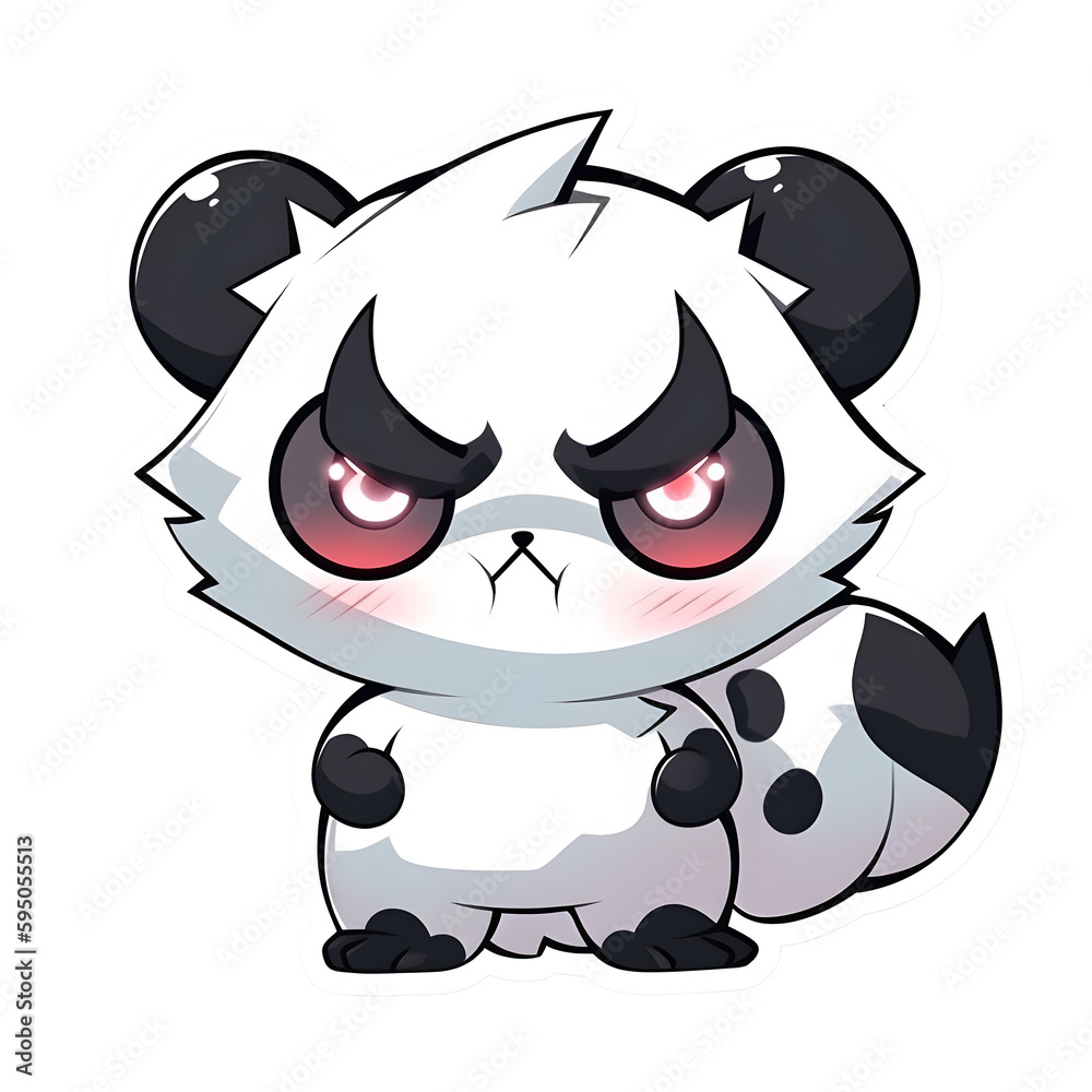 Fototapeta premium cute shy angry monster. Illustration. Generative AI
