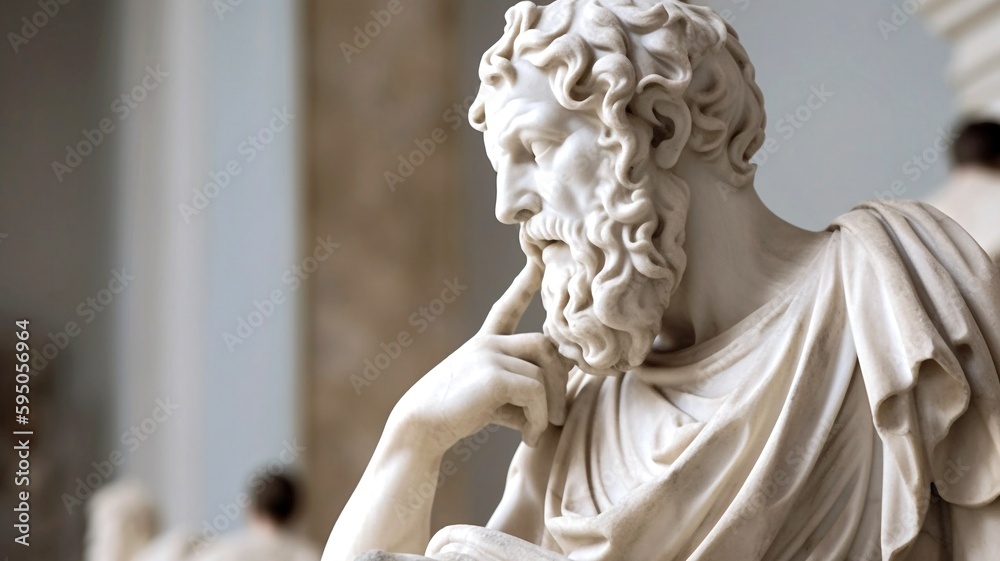 Naklejka premium thoughtful stone statue generative ai