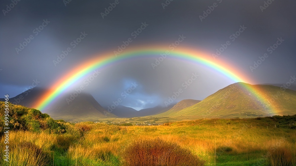 rainbow over the field generative ai
