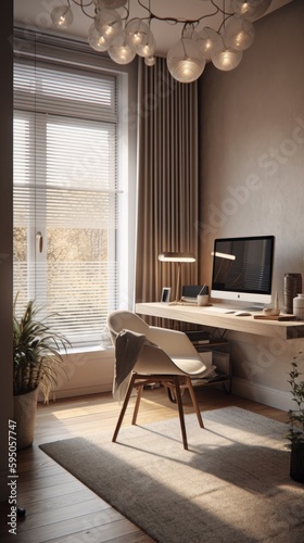 working room for home interior architecture with a minimalist style