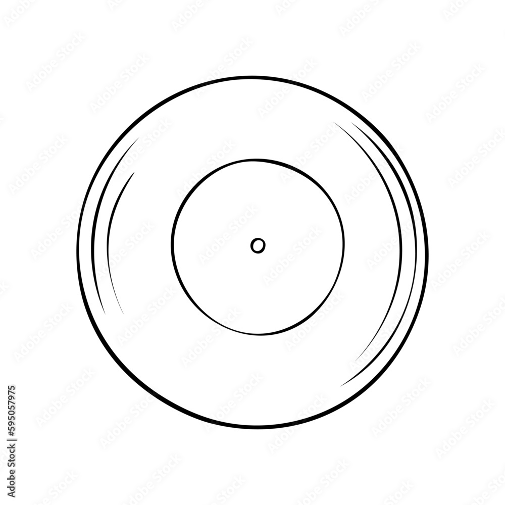 Hand drawn doodle Vector illustration of an old record for a turntable Hand drawn doodle Vector illustration of an old record for a turntable