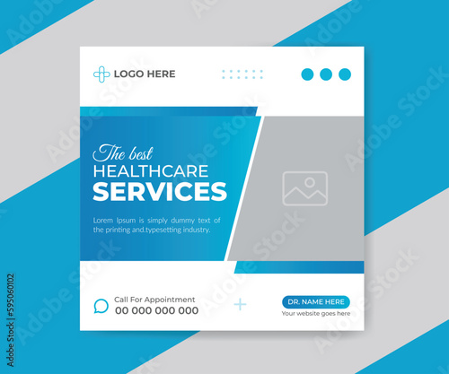 Medical services social media post flyer design template
