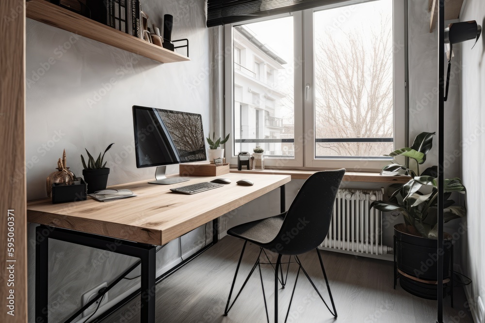 working room for home interior architecture with a minimalist style