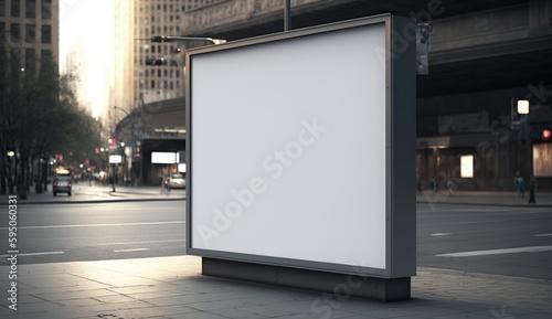 AI Generated. AI Generative. City urban big billboard mock up canvas. Can be used for graphic design or marketing. Photo realistic Graphic Art Illustration.