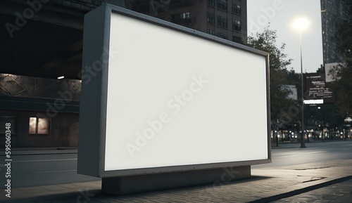 AI Generated. AI Generative. City urban big billboard mock up canvas. Can be used for graphic design or marketing. Photo realistic Graphic Art Illustration.