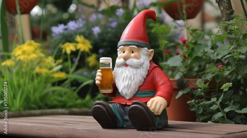 Garden Gnome Drinking a Beer