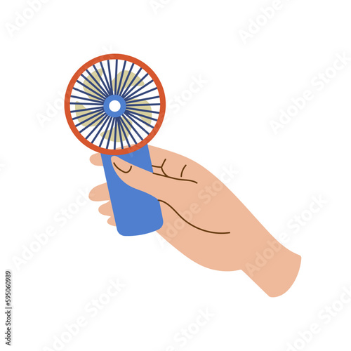 Hand fan vector illustration isolated on white background. Fan in hand, side view