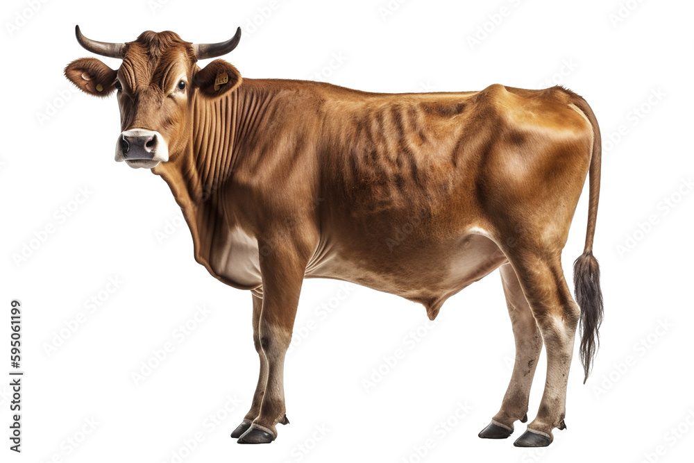 Jersey cow on white background