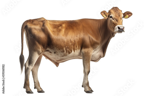 Jersey cow on white background