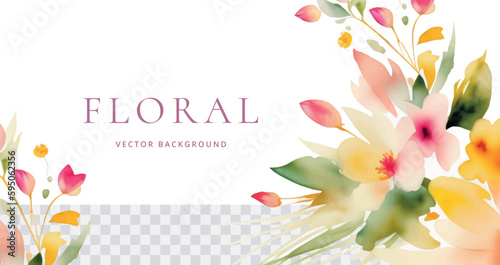 Watercolor floral banner, vector background. AI generated