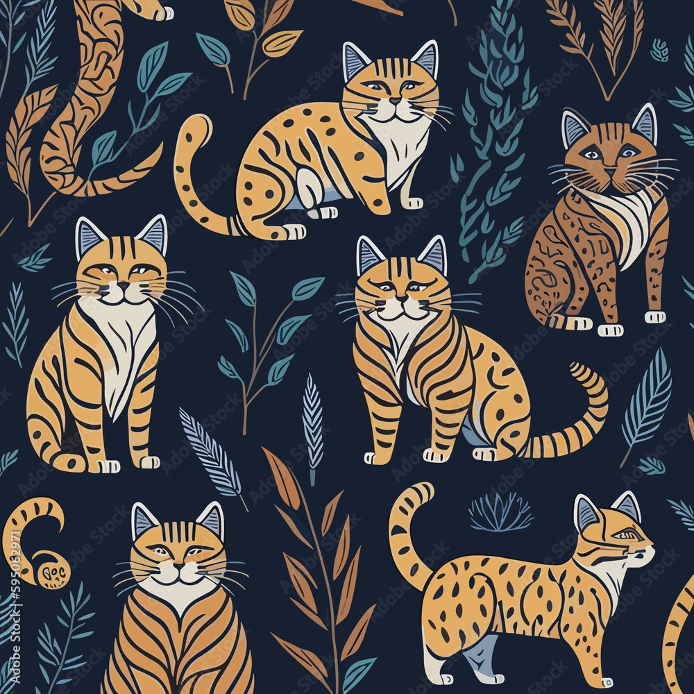 Fototapeta premium seamless pattern with cats