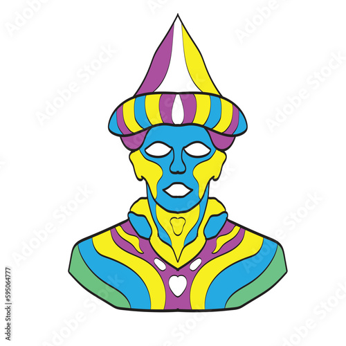 Carnaval Colorful Clown Vector Illustration
