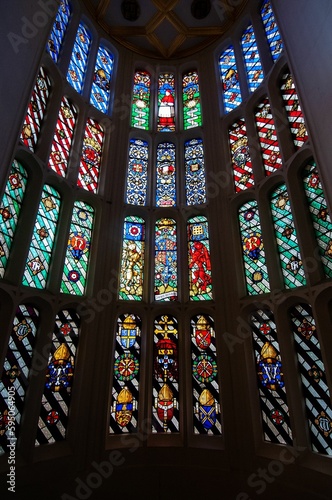 the stained glass windows in the choir of the church of England