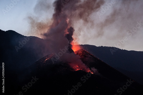 Erupción del volcán, Islas Canarias