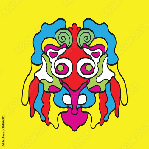Frog Abstract Doodle Ornament Illustration
