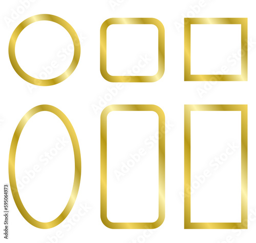 Set of golden frames with reflection. Vector golden frames