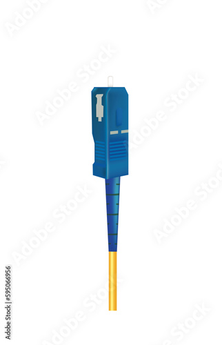 Fiber optic cable with SC APC connector. vector