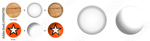 Transparent dome and sphere, no background - add your picture or icon below to make it look 3D