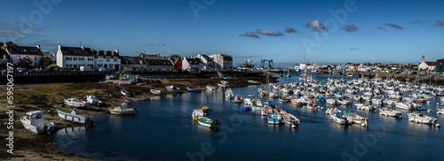 Konstfotografi Harbor And Fishing Boats Of Finistere City Guilvinec At The Coast Of Atlantic In