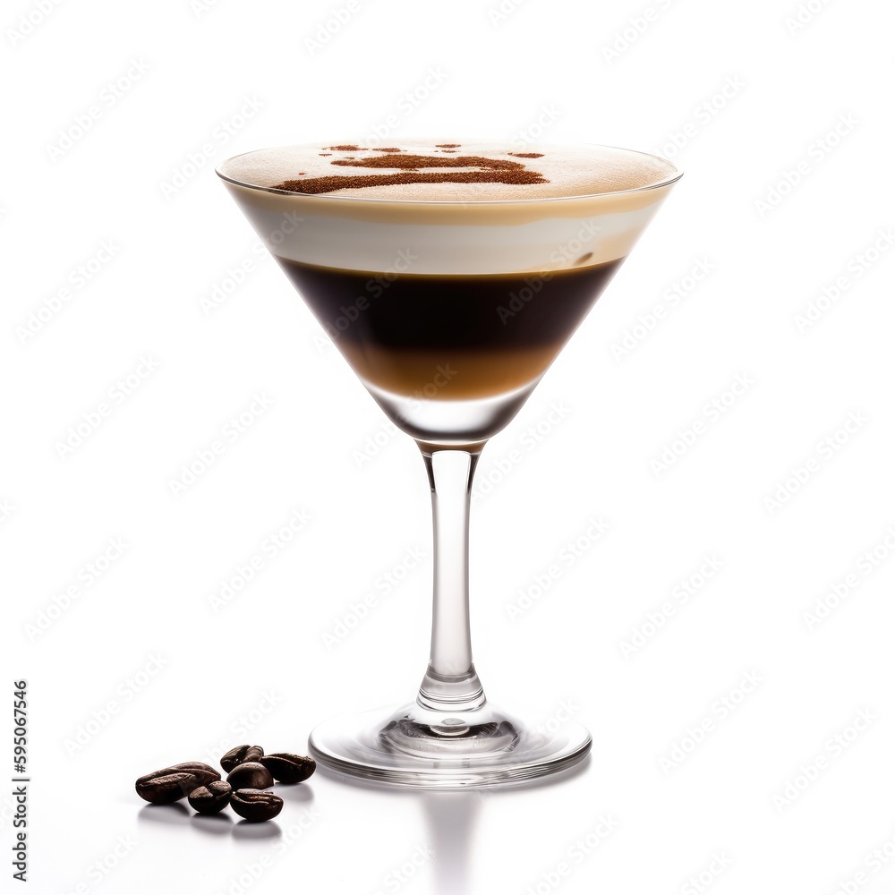 Espresso Martini cocktail Isolated on White. Generative AI Espresso Martini cocktail Isolated on White. Generative AI