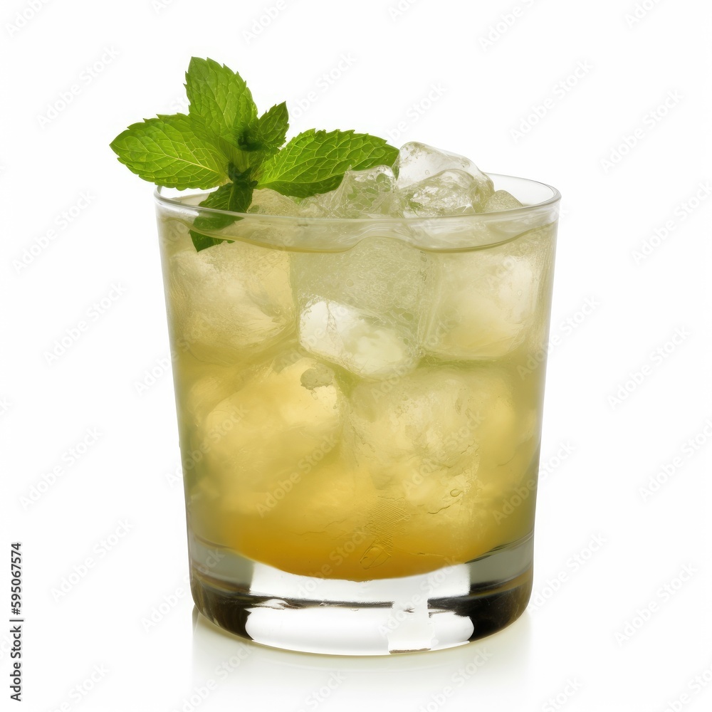Mint Julep cocktail Isolated on White. Generative AI
