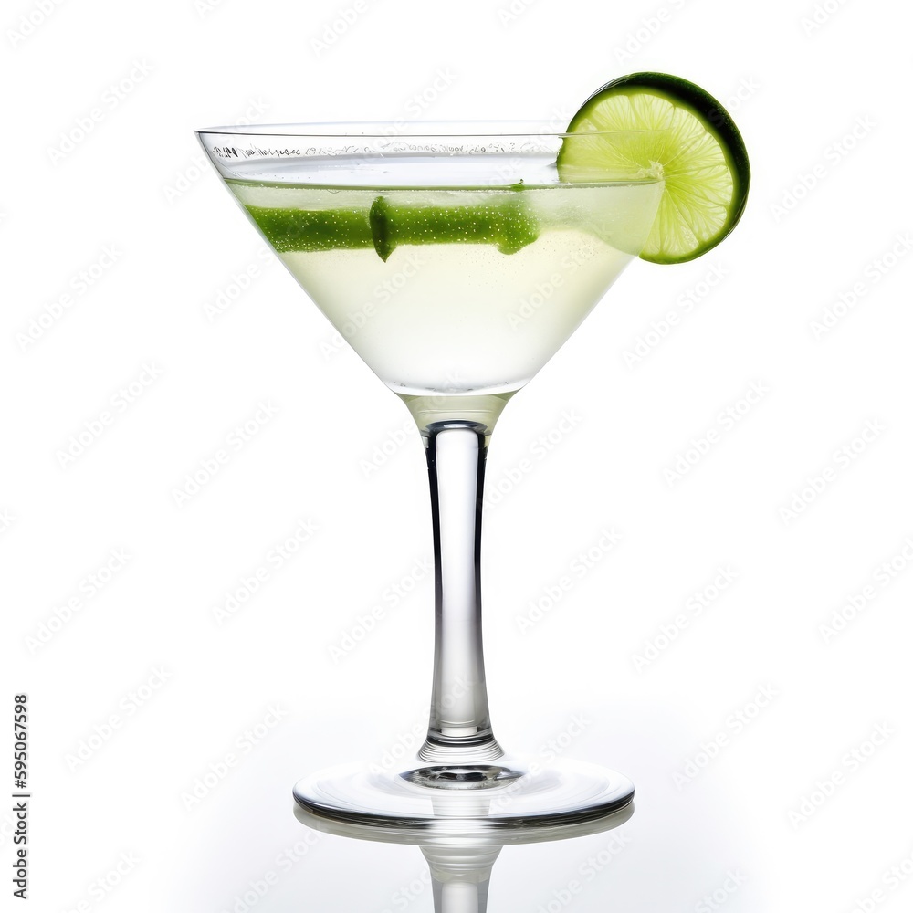 Gimlet cocktail Isolated on White. Generative AI Gimlet cocktail Isolated on White. Generative AI