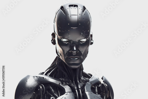 Sci-fi Human-Robot hybrid, Androids, futuristic style, highly detailed, Created with Generative AI