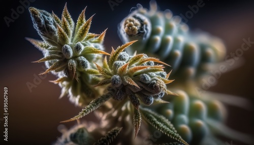 Marijuana buds close-up weed background concept generative ai © Hixel