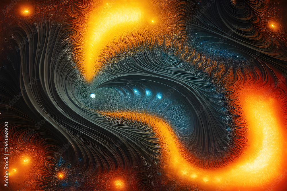 Abstract orange black background, fantastic glowing patterns wallpaper. Generative Ai. Abstract orange black background, fantastic glowing patterns wallpaper. Generative Ai.