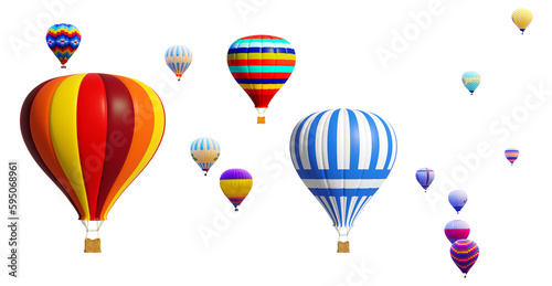 hot air balloons isolated on clear background
