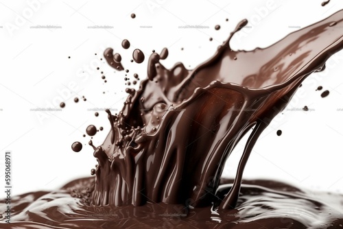 liquid chocolate isolated splash explosion. On white. Generative AI
