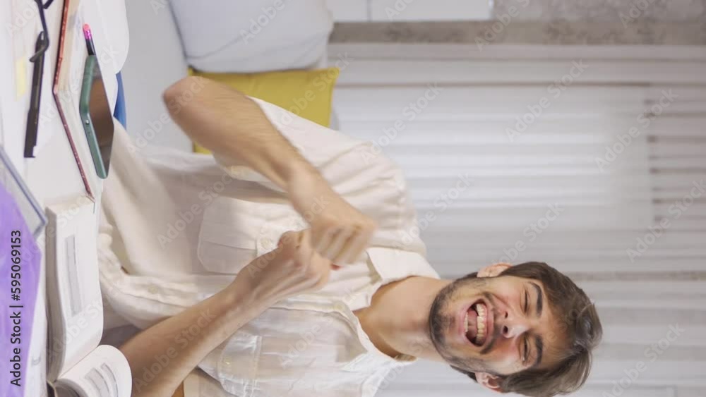 Vertical Video of Successful male student rejoices and dances. Happy student.
The young man who is successful in his studies and school life is happy and celebrate by dancing.
Vertical Video of Successful male student rejoices and dances. Happy student.
The young man who is successful in his studies and school life is happy and celebrate by dancing.