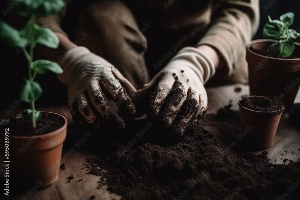 Transplanting and caring for indoor plants. Generative AI Transplanting and caring for indoor plants. Generative AI