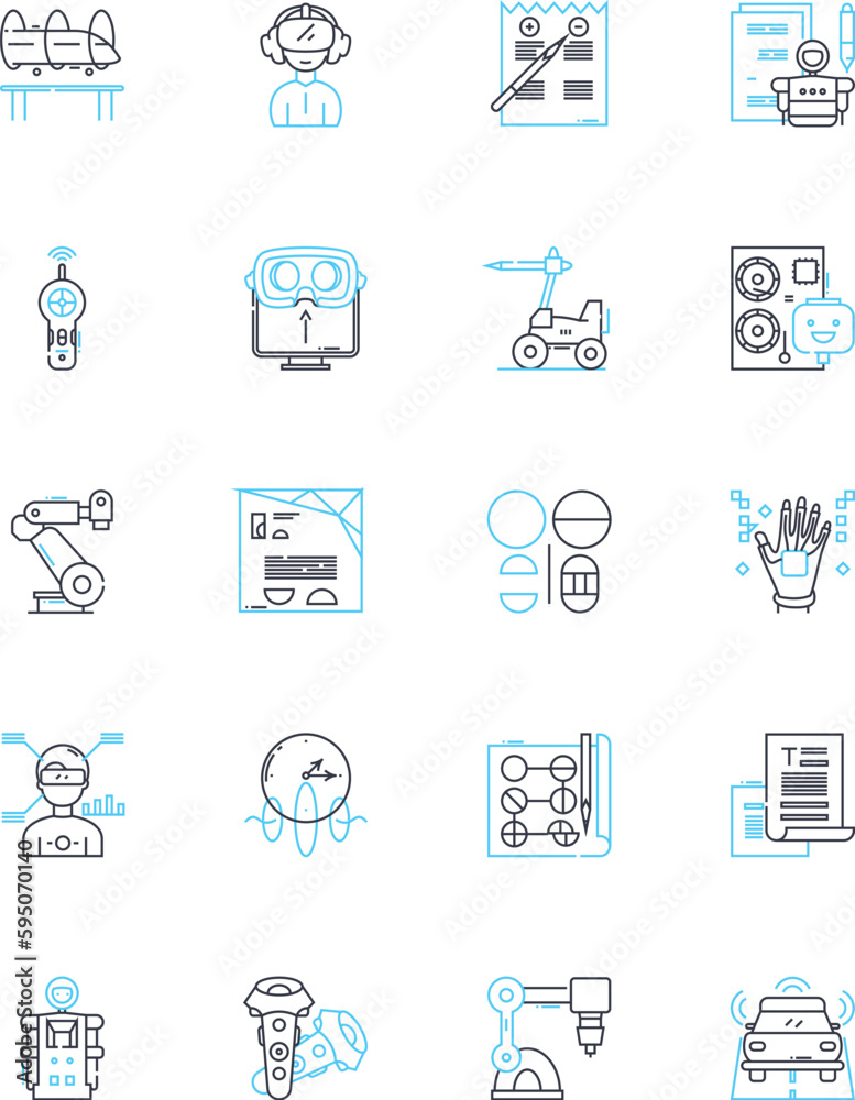 Laser printing linear icons set. Tr, Fuser, Resolution, Cartridge, Duplex, Drum, Maintenance line vector and concept signs. Printer,Paper,Imaging outline illustrations