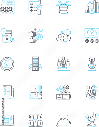 Campaign inception linear icons set. Activation, Branding, Brainstorming, Conceptualization, Creation, Development, Discovery line vector and concept signs. Launch,Marketing,Origin outline