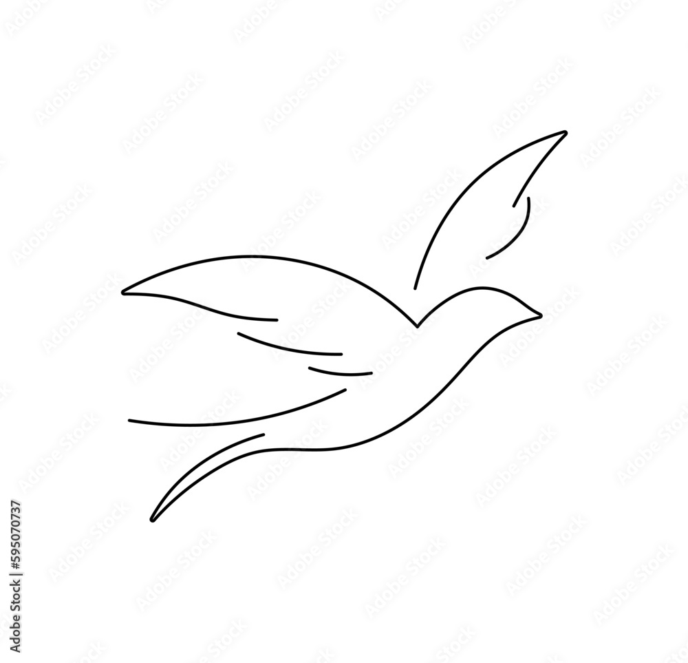 A black and white line art drawing of a Eagle bird with wings spread.  21392551 Vector Art at Vecteezy