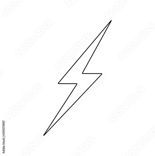 Vector isolated one single simplest thin lighting thunderbolt flash symbol colorless black and white contour line easy drawing