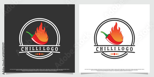 chilli logo design with unique concept Premium Vector