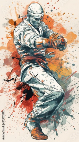 Graffiti-style Jiu Jitsu Fighter