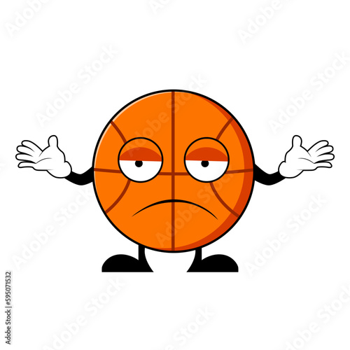 Basketball character cartoon with confused gesture. Mascot Character vector.