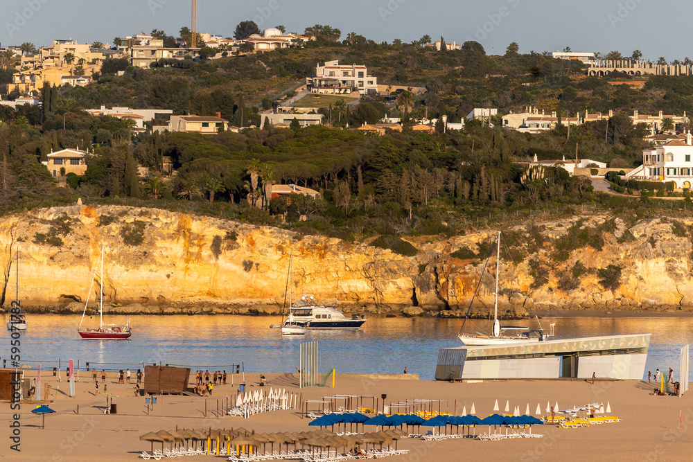 Sunset mood at Rocha beach in Portimao city