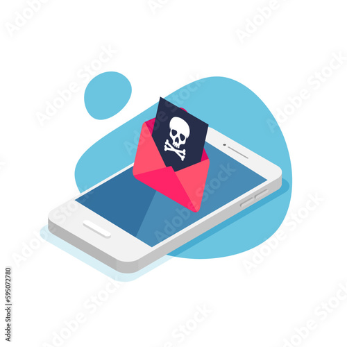 Hacker attack isometric vector illustration. Cyber crime. Internet Hacker attackphishing attack. Stealing account and password.