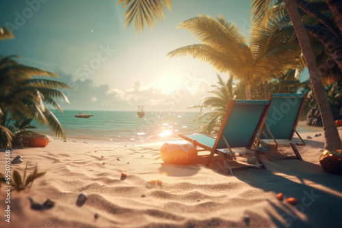 Sun-Kissed Paradise. Tropical Beach. Generative Ai