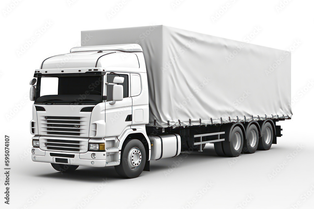 The Power of White. Tarpaulin Truck White color 3d. Generative Ai The Power of White. Tarpaulin Truck White color 3d. Generative Ai