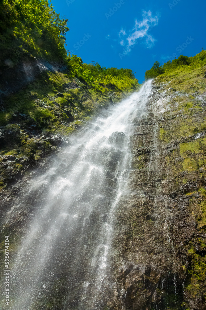 The stunning Waimoku Falls at the end of the Pipiwai Trail, Kīpahulu District, Haleakala National Park, Maui, Hawaii, USA