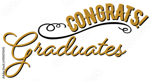 Graduation Sign Message in Gold and Black on White Background in Fun Country Style with Swirl Divider and Western Inspired Text